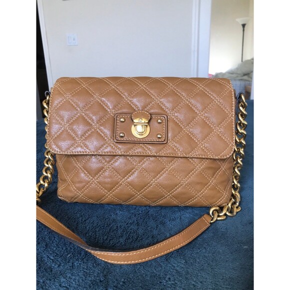 Marc Jacobs collection quilted single flap shoulder bag in brown made in Italy - Picture 1 of 12